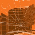 Cover of Gargoyle issue 49, volume 2. Features orange cover with white graphics of data over brown graphics representing the UW Law Building and Law Library and Bascom Hill. Text reads: "Guided by Legacy. Defining What's Next."