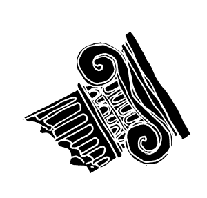 Illustration of ancient Greek column, broken off to show only the top.