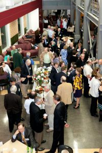 alumni socializing in the Law School atrium