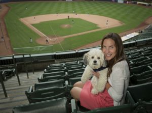 Marti Wronski with Hank at Miller Stadium