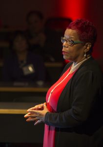 Danae Davis speaking at the 150th uw law talks