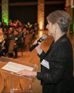 Dean Margaret Raymond speaking at the 50th Anniversary LEO Banquet