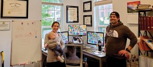 home office setup with baby