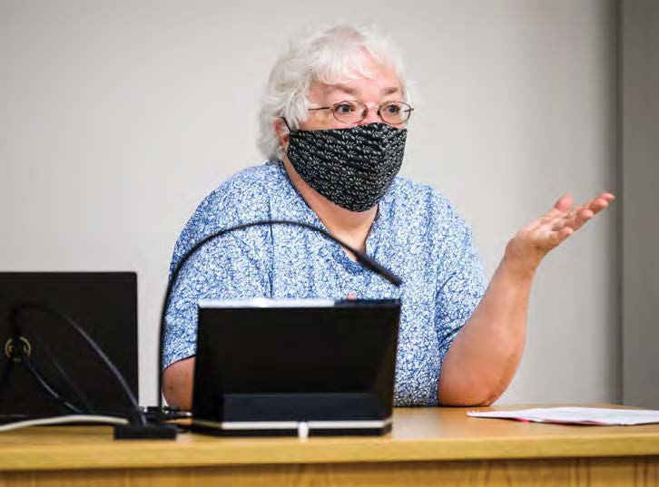 professor Kathie Hendley teaching masked