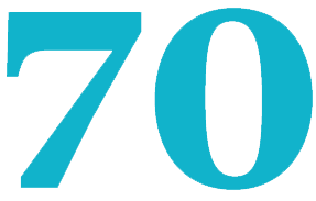 large aqua 70 to represent 70 different majors