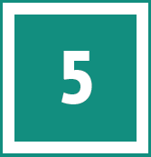 white 5 in a teal box