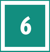 white 6 in a teal box