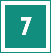 white 7 in a teal box