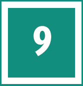 white 9 in a teal box