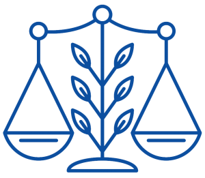 graphic of a set of scales with leaves growing from the center