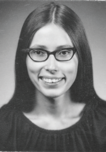 A black and white headshot photo of Janet Lindgren