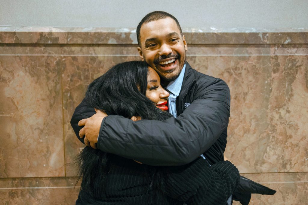 Manuel Cucuta hugging his mother.