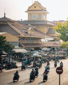 Photo of a busy street in Ho Chi Minh City, Vietnam.